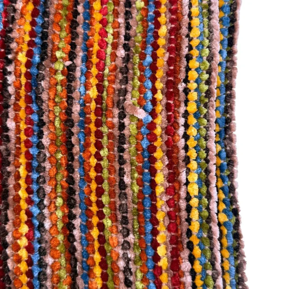 Pier 1 Imports Chenille Throw Blanket 72x56 Multicolor Striped Fringe 72 X 56
